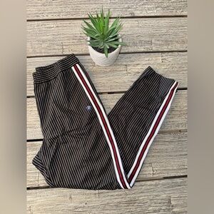 NWOT Women's Hollister Black Pin Striped Pants w/ Red & White Accents, Sz Medium